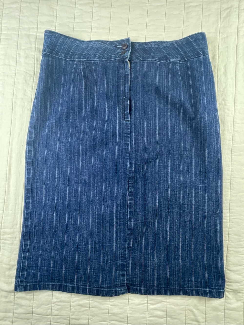 VTG French Dtessing Jeans Classic Blue Pinstripe Denim Skirt size 10